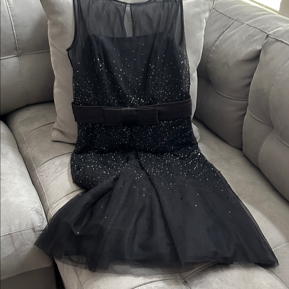 Ann Taylor Black Mesh and Sequins Holiday Party Dress